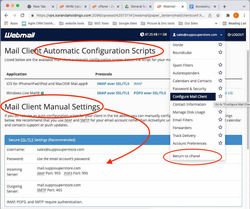 Webmail Configure Scripts & Manual Settings Webmail Configure Scripts & Manual Settings
