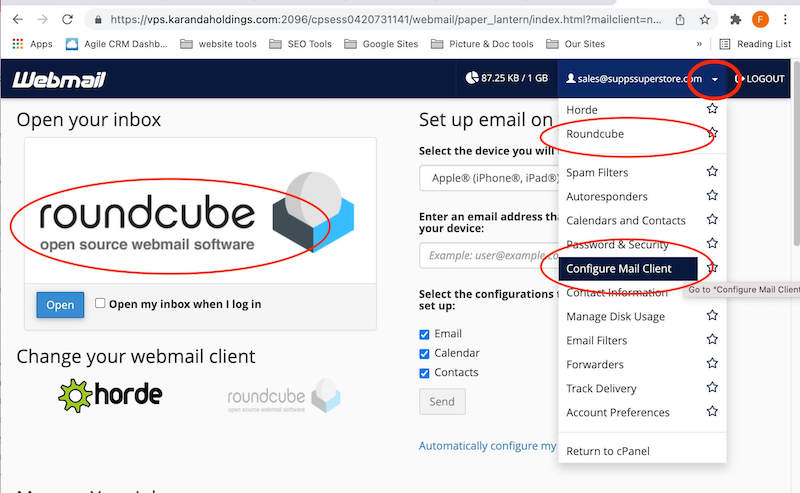 Webmail Configure and Roundcube