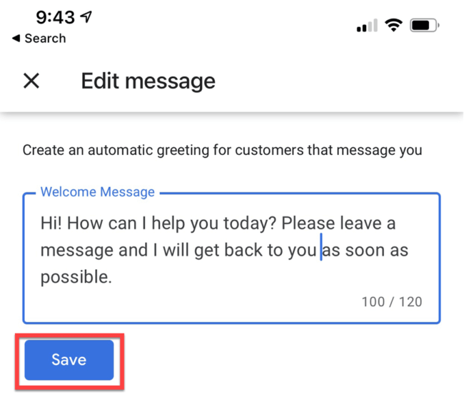 Google Messages welcome message set up