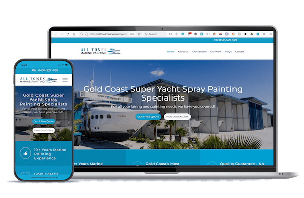 All Tones Marine Painting website on desktop and mobile screens