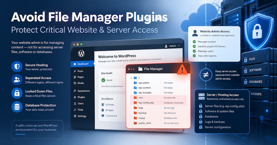 Avoid File Manager Plugins Why You Should Avoid File Manager Plugins on WordPress Websites